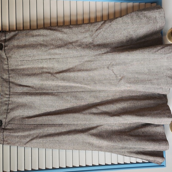 Chaps Grey Herringbone Wool Blend Skirt - Picture 2 of 9